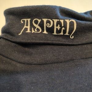 Vtg ASPEN Logo Skiing Turtleneck Women S/M Blue Soft Preppy Academia Vacay